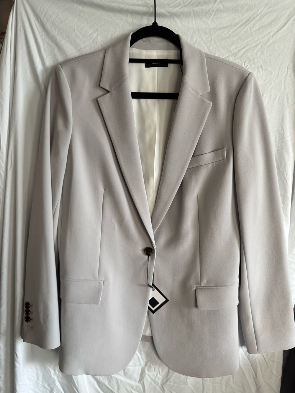 Theory Staple Blazer Admiral Crepe Light Gray Size 10 NWT $495